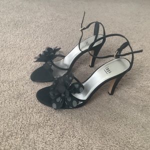 Impo Orleans Black Satin Heels w/ flower